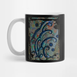 Japanese Great Wave Floral Pattern Collage Art 85 Mug